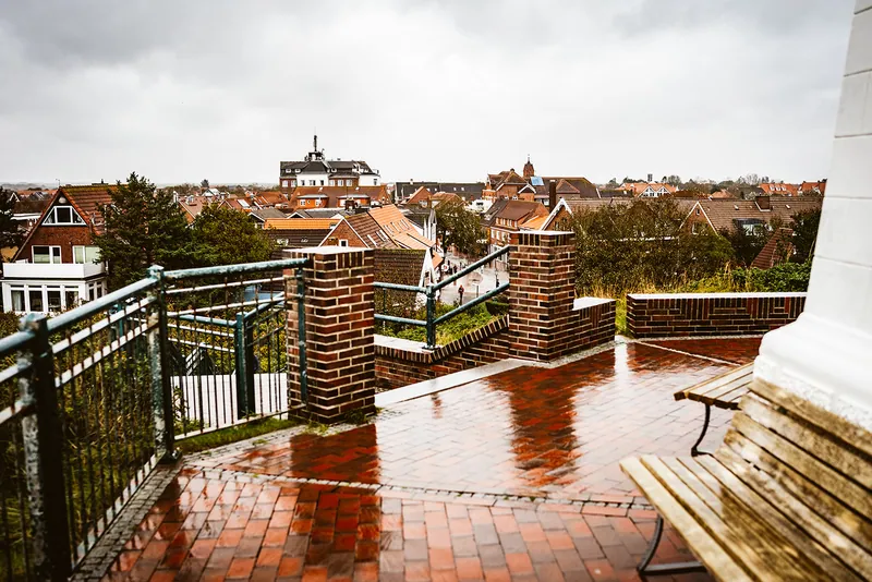 Blick vom Wasserturm auf die nasse Insel